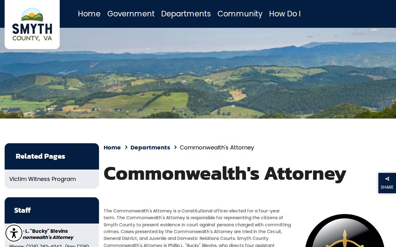 Smyth County Commonwealth's Attorney official case prosecution page