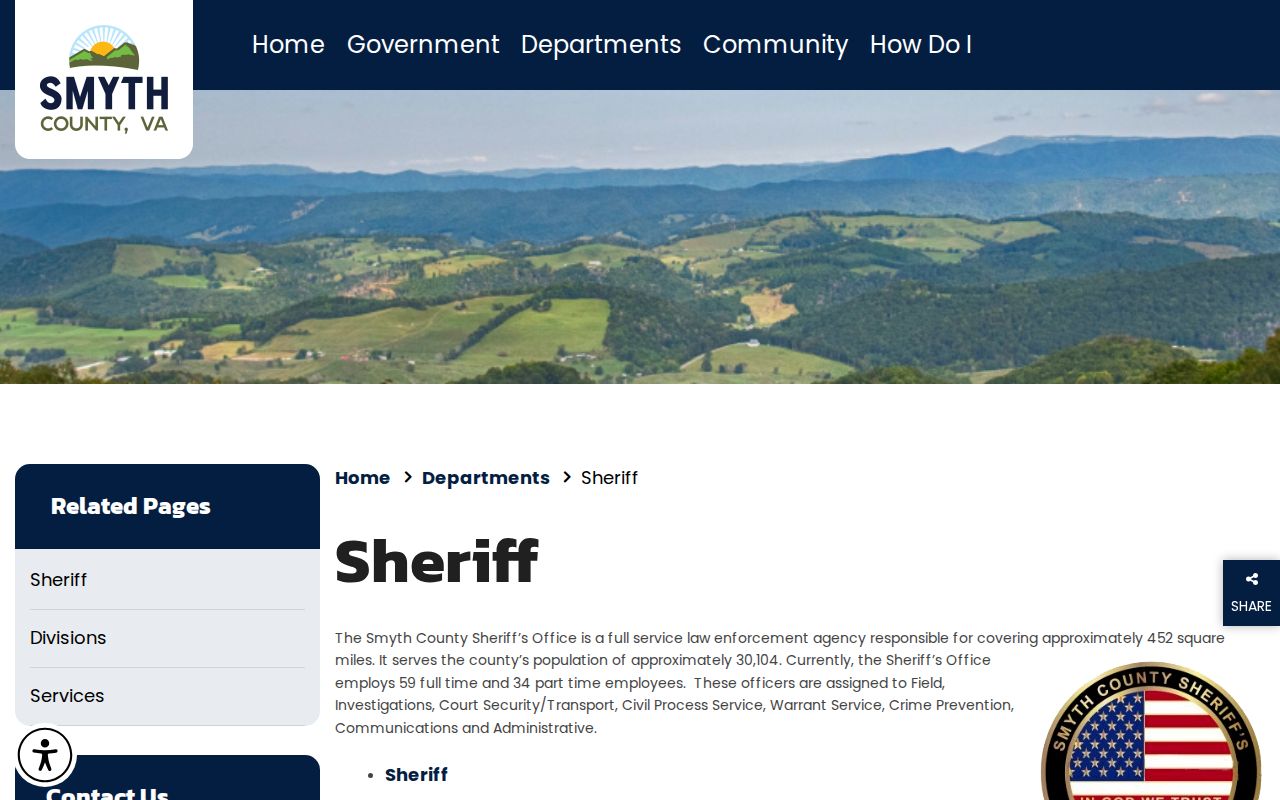 Smyth County Sheriff public records and VFOIA contact information