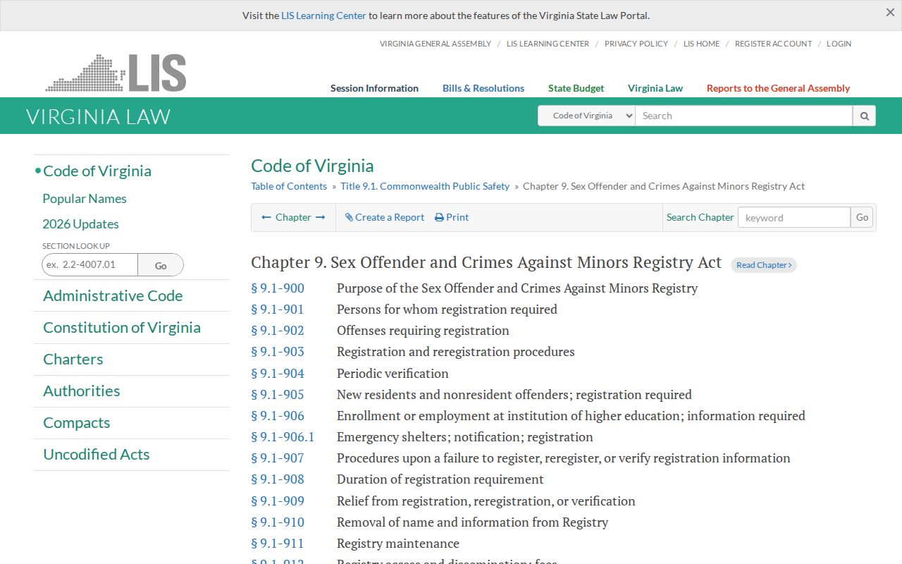 Virginia Registry Act source for Smyth County sex offender records